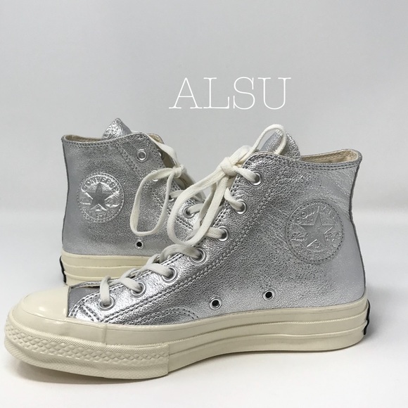 Converse Shoes - Converse Chuck 70 Leather HI Silver W AUTHENTIC